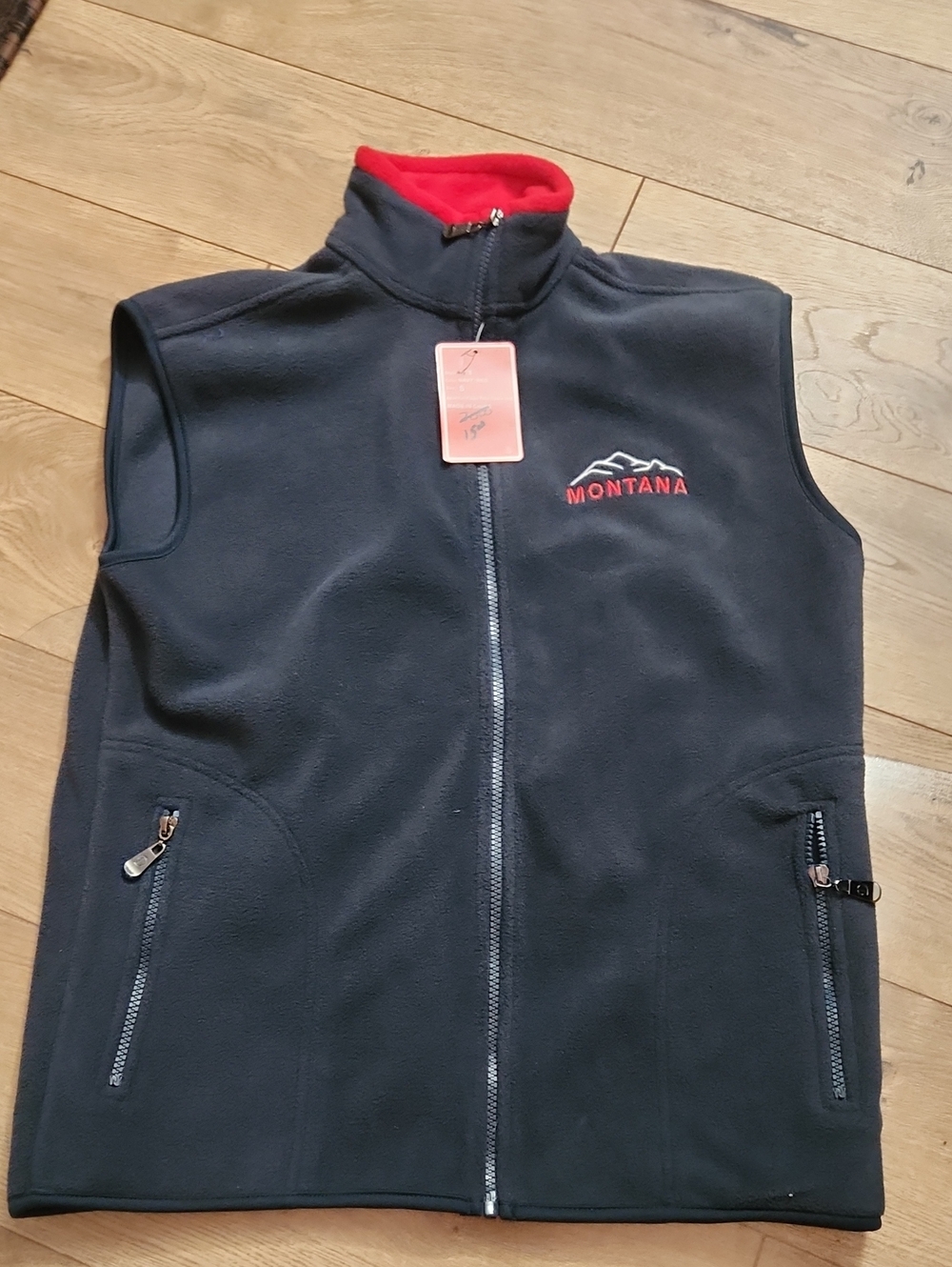 NWT Men’s Dark Blue And Red Fleece Montana Vest